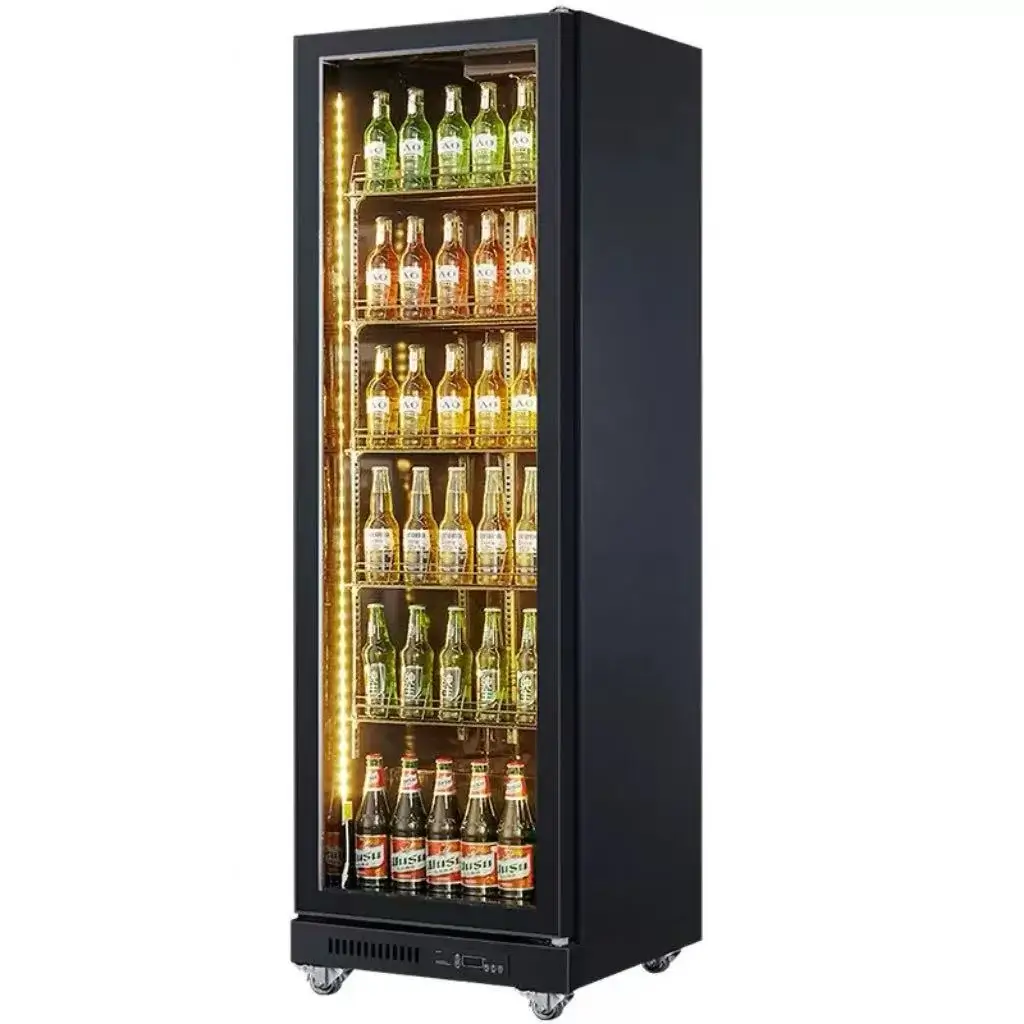 commercial glass-front refrigerator