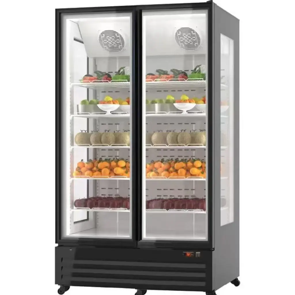 Three Sides Glass Double Doors Beverage Refrigerator