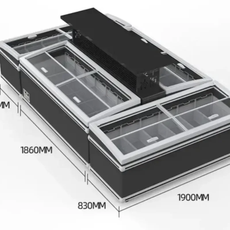Glass Top Island Freezer